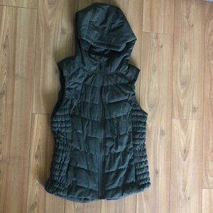 Sage green zip up vest with hood